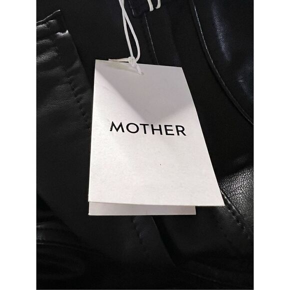 Mother Women's Black The Weekender Mid Rise Faux Leather Flare Pants Size 32 NWT - Picture 7 of 7